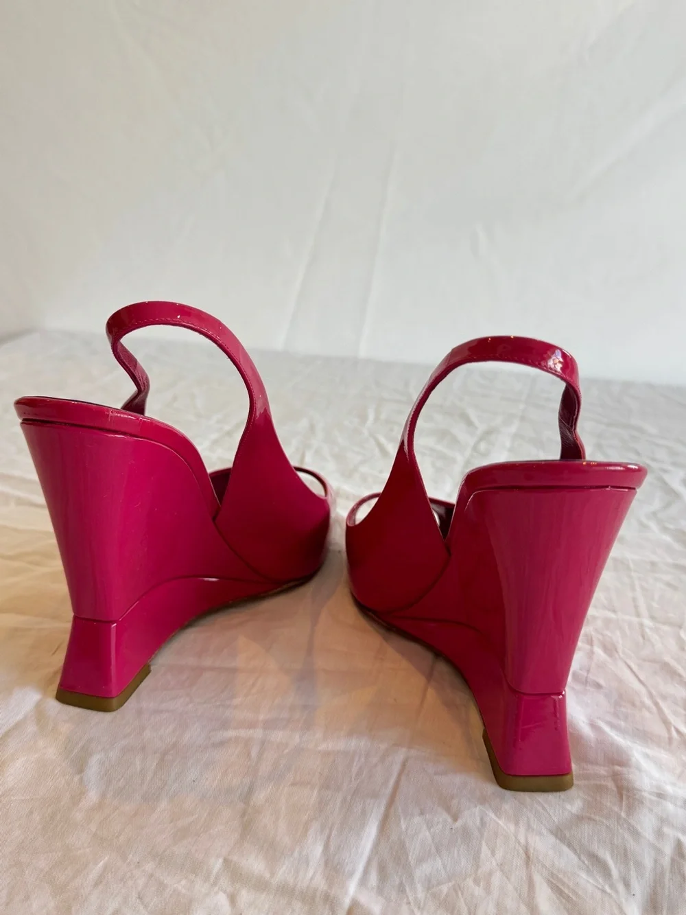 Miu Miu Hot Pink Patent Leather Slingback Wedges